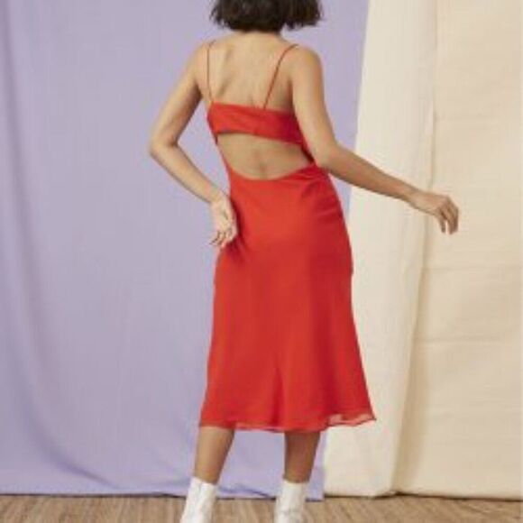 Finders Keepers Nostalgia Midi Slip Dress 20190362 Women's Red Size 8 NWT - Picture 8 of 16